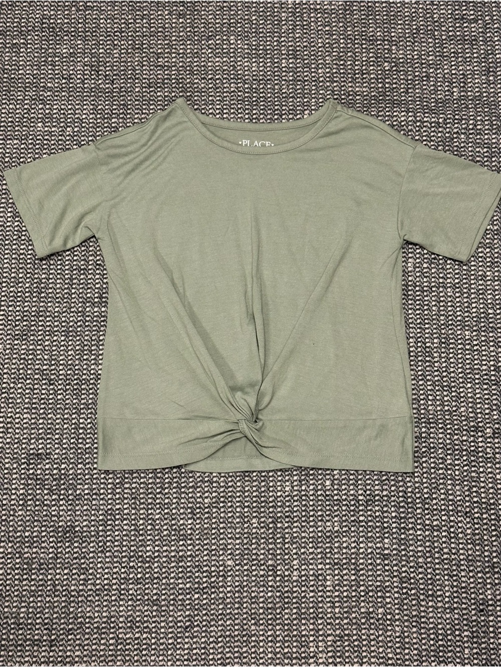 The Children's Place Olive Green Knot-Front Short Sleeve Tee